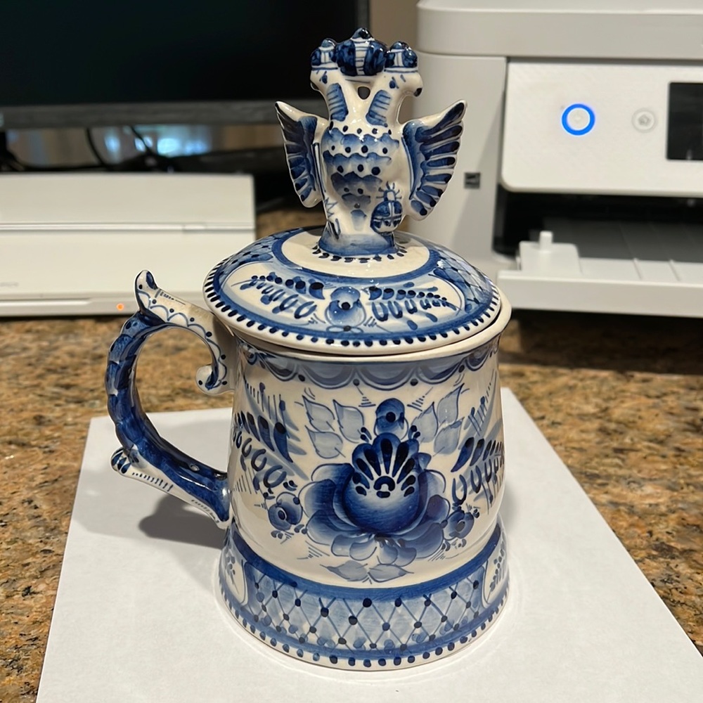 Vintage Hand Made Belgium Mug w/Lid